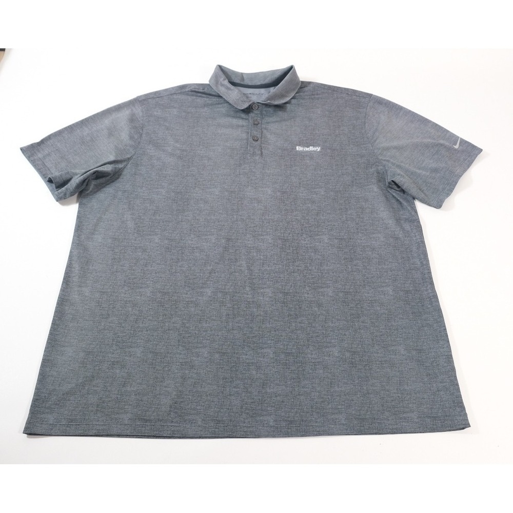 Nike Polo Shirt Mens XXL Gray Nike Golf Dri-Fit Bradley Corporate Logo Short Slv